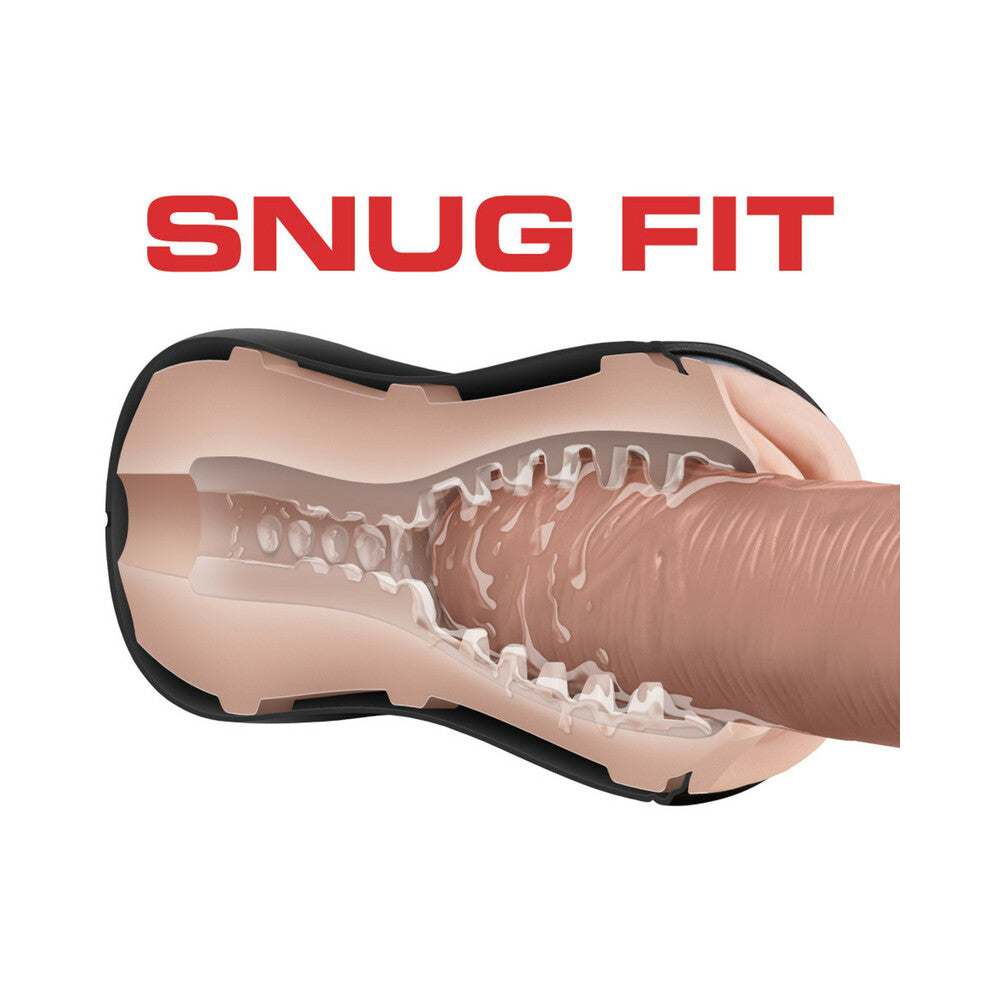 M for Men Soft + Wet Pussy with Pleasure Ridges & Orbs Self-Lubricating Vagina Stroker Beige - Fantasies Boutique