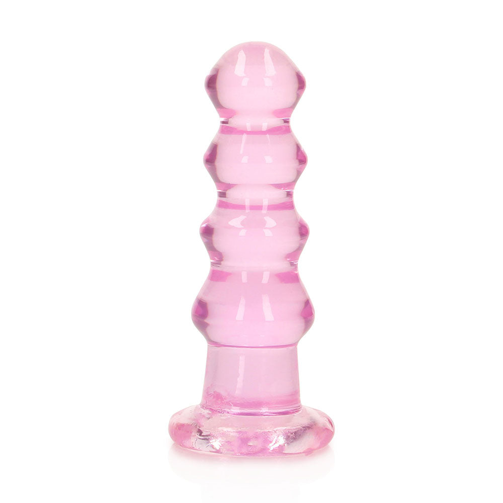 RealRock Crystal Clear Curvy 5.5 in. Dildo/Plug Pink - Fantasies Boutique