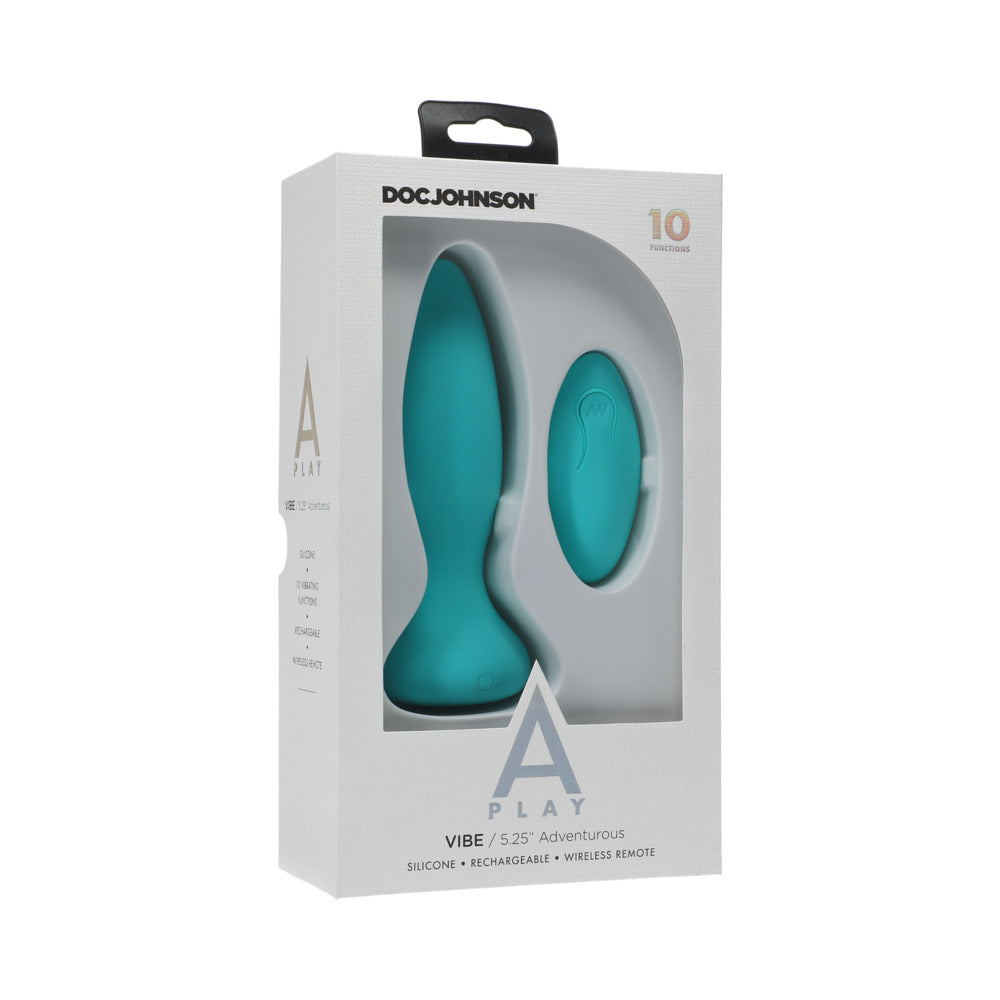 A-Play Vibe Adventurous Rechargeable Silicone Anal Plug with Remote Teal - Fantasies Boutique