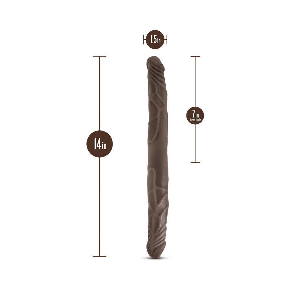 Blush Dr. Skin 14 in. Double Dildo Brown - Fantasies Boutique