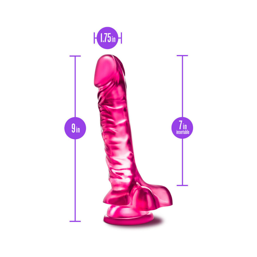 B Yours Basic 8 Realistic 9 in. Dildo with Balls Pink - Fantasies Boutique