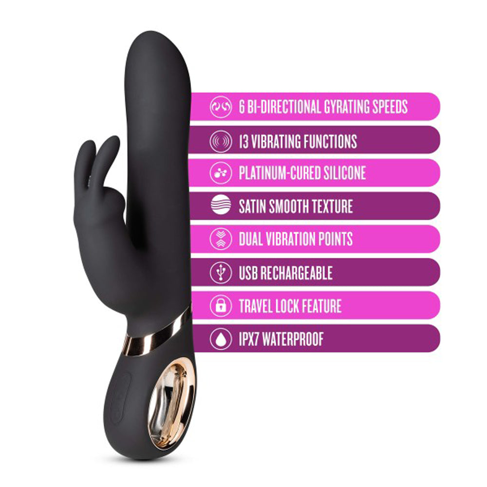 Blush Lush Victoria Rechargeable Silicone Rabbit Vibrator Black - Fantasies Boutique