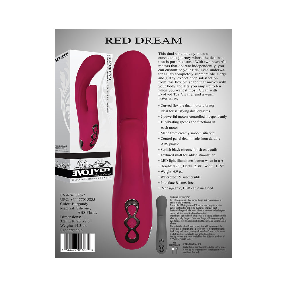Evolved Red Dream Rechargeable Silicone Dual Stimulator - Fantasies Boutique