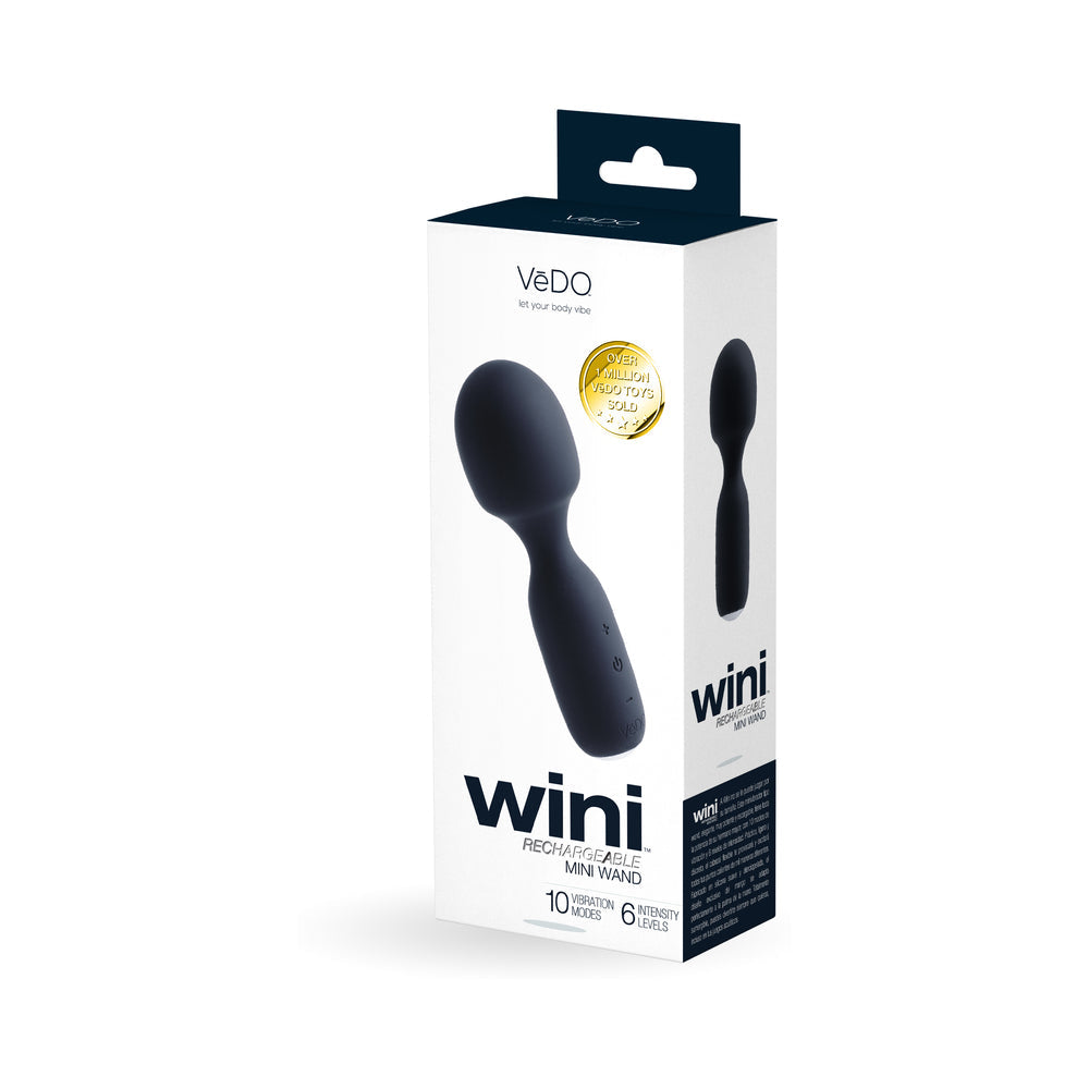 Vedo Wini Rechargeable Mini Wand Just Black - Fantasies Boutique