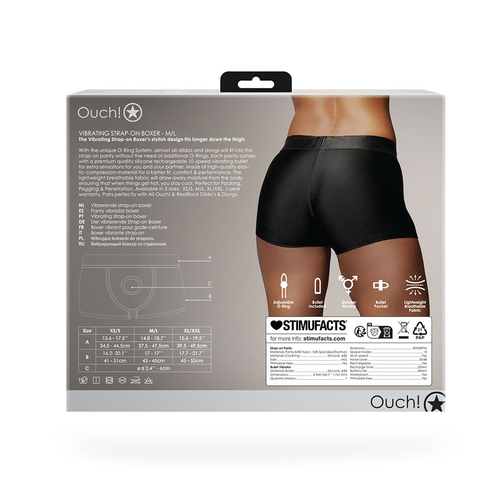 Ouch! Vibrating Strap-on Boxer Black M/L - Fantasies Boutique