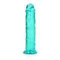 RealRock Crystal Clear Straight 11 in. Dildo Without Balls Turquoise - Fantasies Boutique