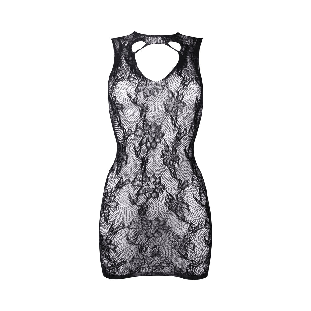 Shots Le Desir High Neck Lace Mini Dress Black O/S - Fantasies Boutique