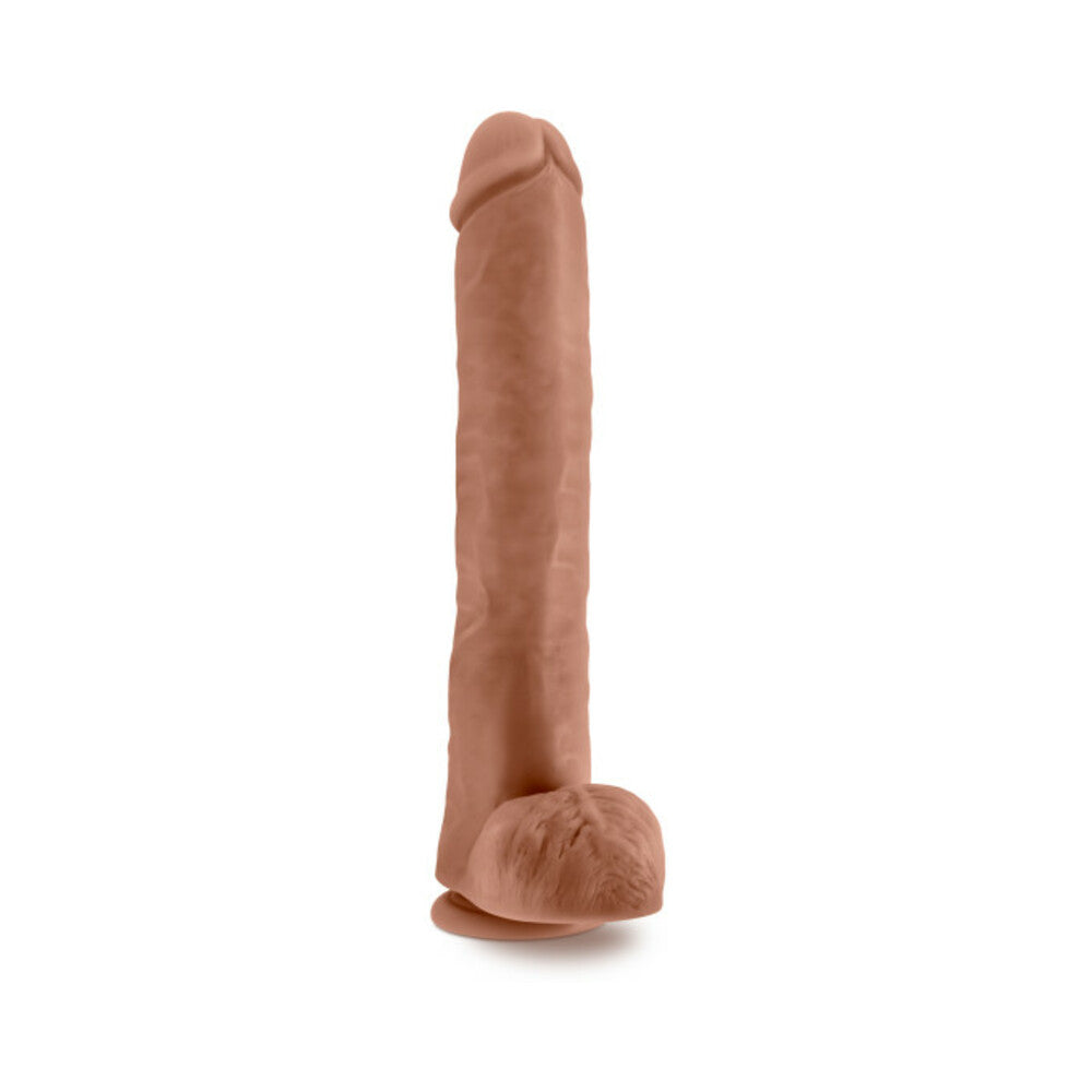 Au Naturel Daddy 14 in. Posable Dual Density Dildo with Balls Tan - Fantasies Boutique