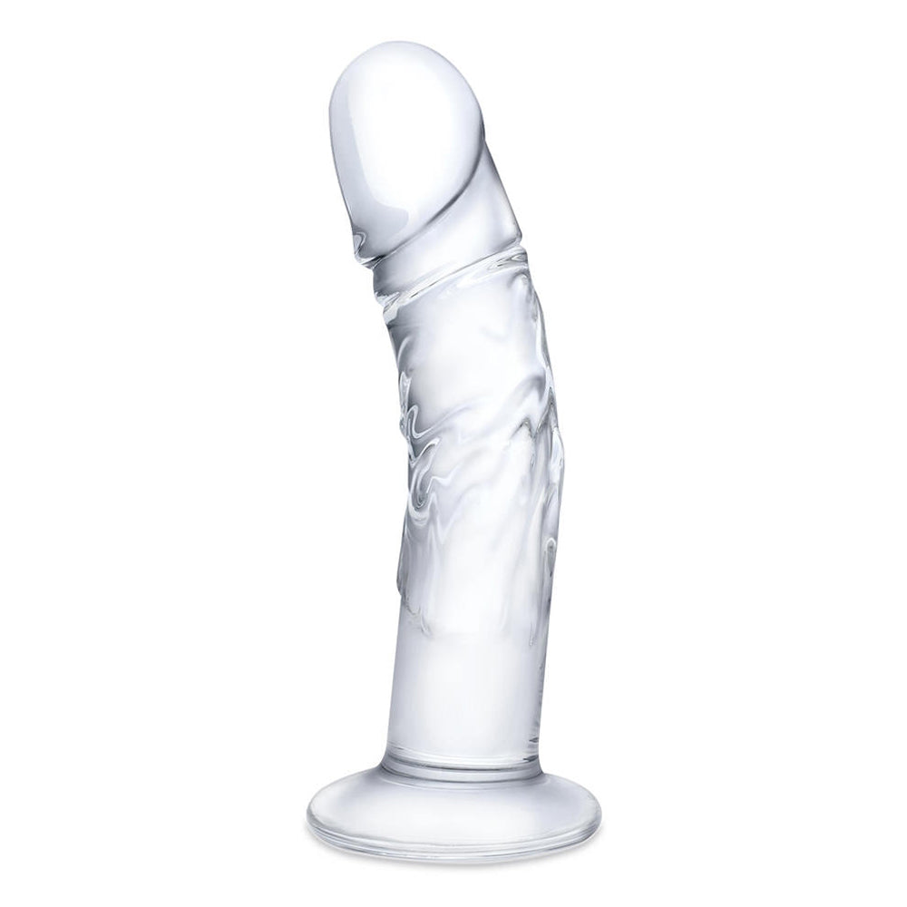 Glas 7 in. Curved Realistic Glass Dildo with Veins - Fantasies Boutique