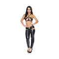 Magic Silk Liquid Onyx Halter Bra & Cutout Pants Black S/M - Fantasies Boutique