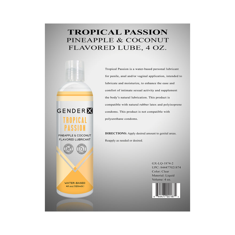 Gender X Tropical Passion Pineapple & Coconut Flavored Water-Based Lubricant 4 oz. - Fantasies Boutique
