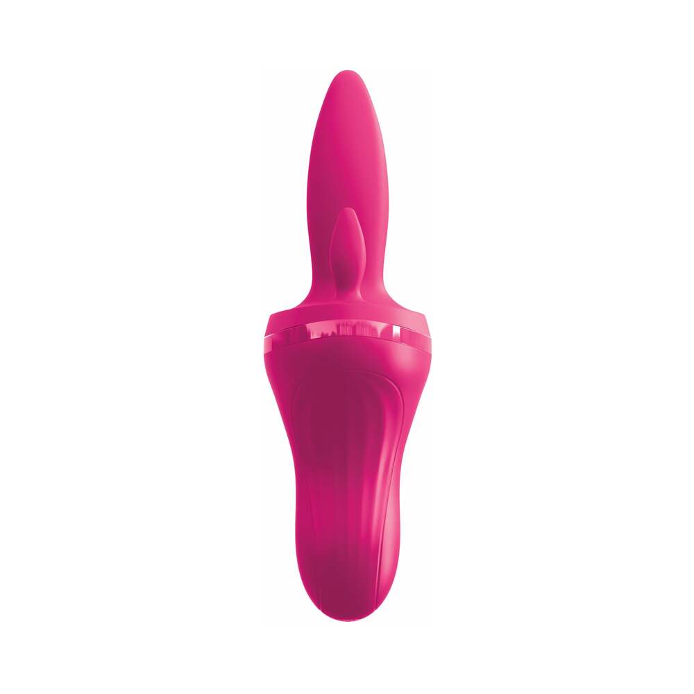 3Some Holey Trinity Triple Tongue Vibrator Rechargeable Silicone Red - Fantasies Boutique