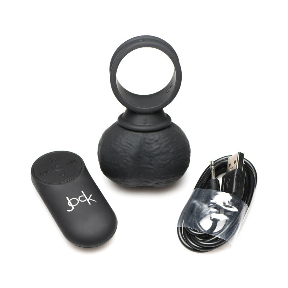 Jock 28X Vibrating Silicone Balls with Remote Control XL Black - Fantasies Boutique