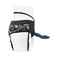 Gender X Snuggle Up Vibrating 7 in. Dildo and Lingerie-Style Strap-On Harness Set Blue/Black