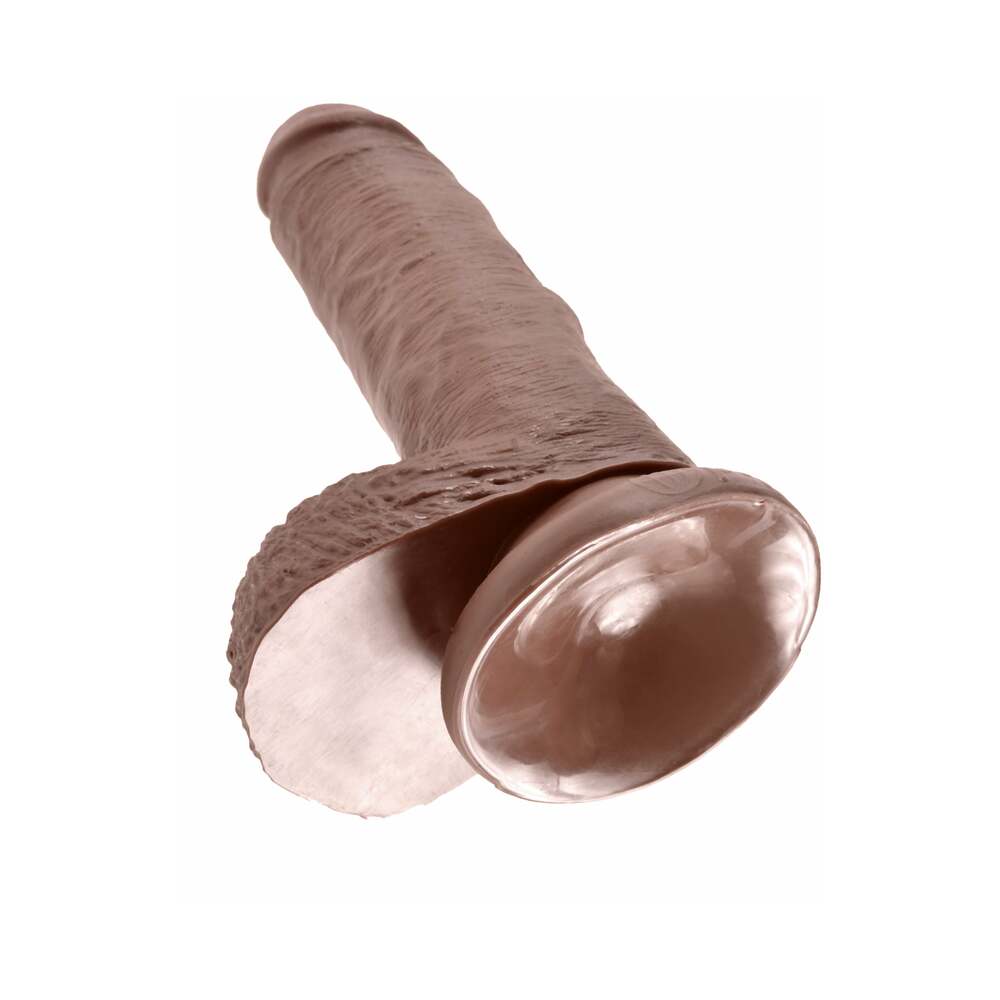 King Cock 7 in. Cock With Balls Realistic Suction Cup Dildo Brown