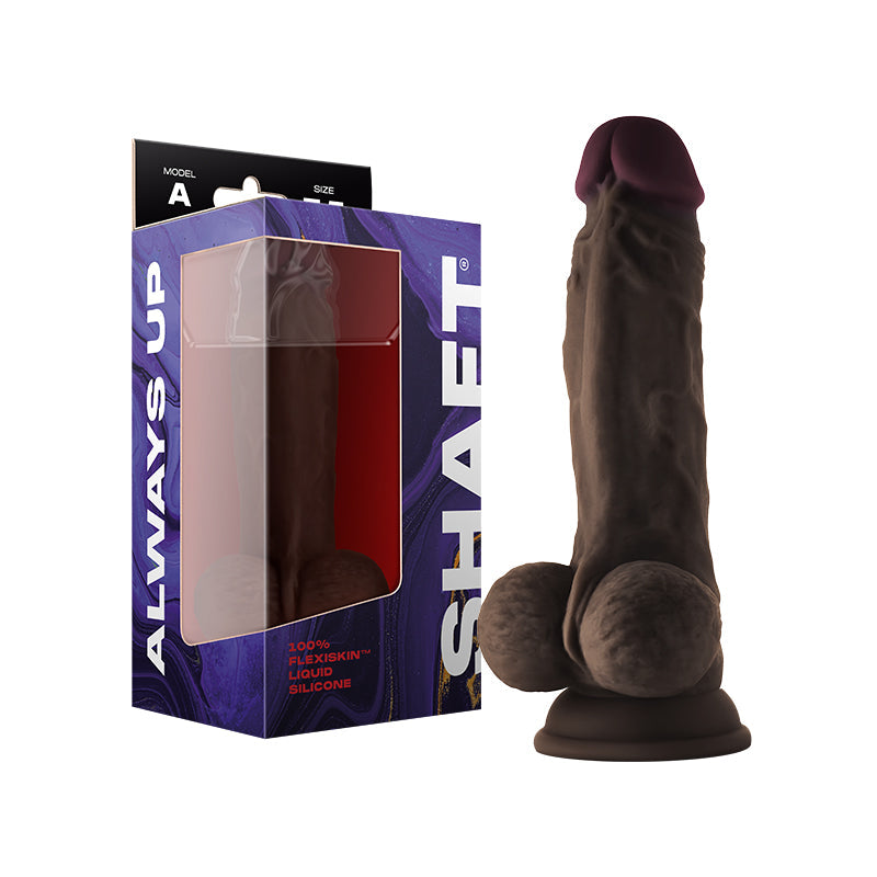 Shaft Model A: 7.5 in. Dual Density Silicone Dildo with Balls Mahogany - Fantasies Boutique