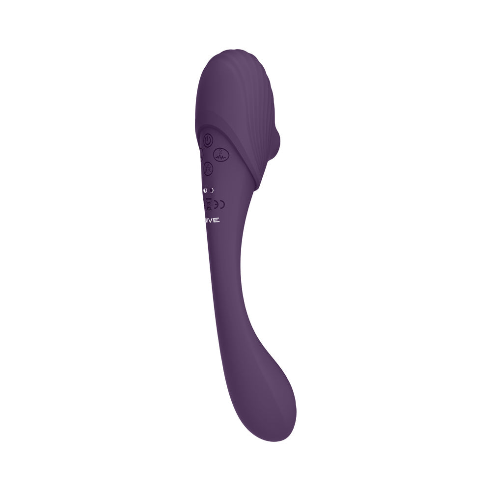 VIVE MIRAI Rechargeable Double Ended Pulse Wave & Air Wave Bendable Silicone Vibrator Purple - Fantasies Boutique
