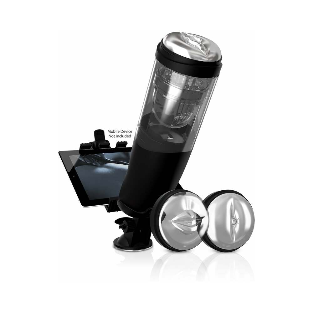 PDX Elite Deluxe Mega-Bator Rotating Thrusting Masturbator Clear/Black - Fantasies Boutique