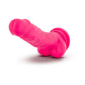 Neo 7.5 in. Dual Density Dildo with Balls Neon Pink - Fantasies Boutique