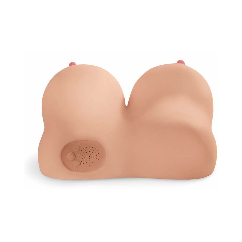 PDX Dirty Talk Interactive Titty Fuck-Her Rechargeable Vibrating Dual-Entry Masturbator Beige - Fantasies Boutique