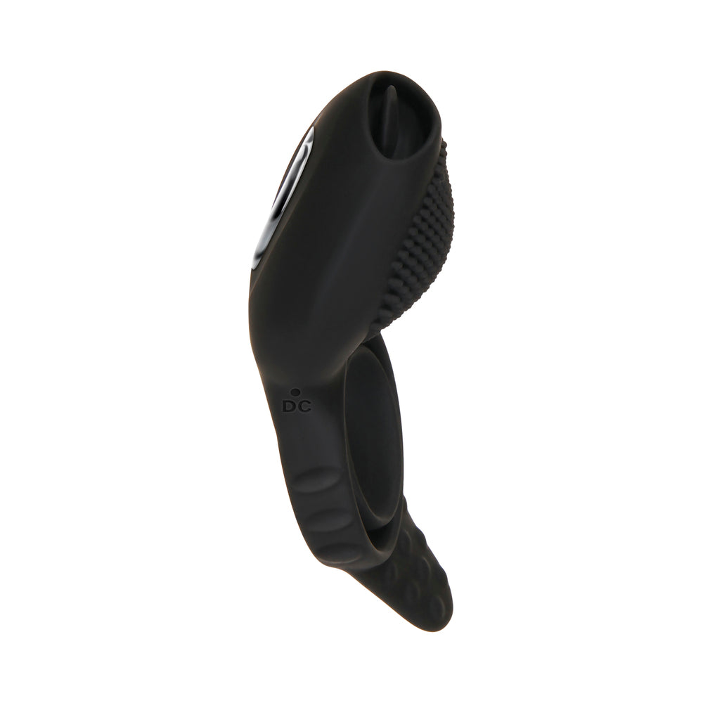 Zero Tolerance Mr. Flicker Remote-Controlled Flicking Tongue Vibrating Cockring Black - Fantasies Boutique