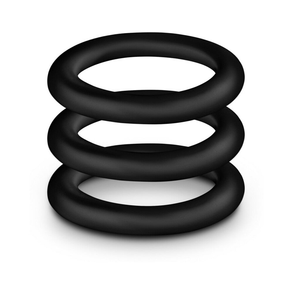 Blush Performance VS2 Pure Premium Silicone Cockrings 3-Pack Small Black - Fantasies Boutique