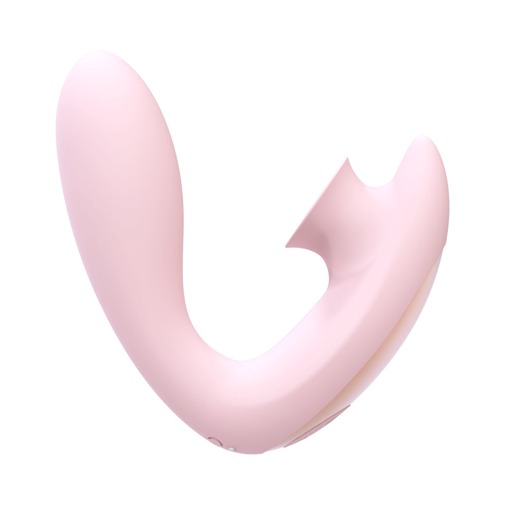 Shots Irresistible Desirable Rechargeable Silicone Soft Pressure Air Wave Dual Stimulator Pink - Fantasies Boutique