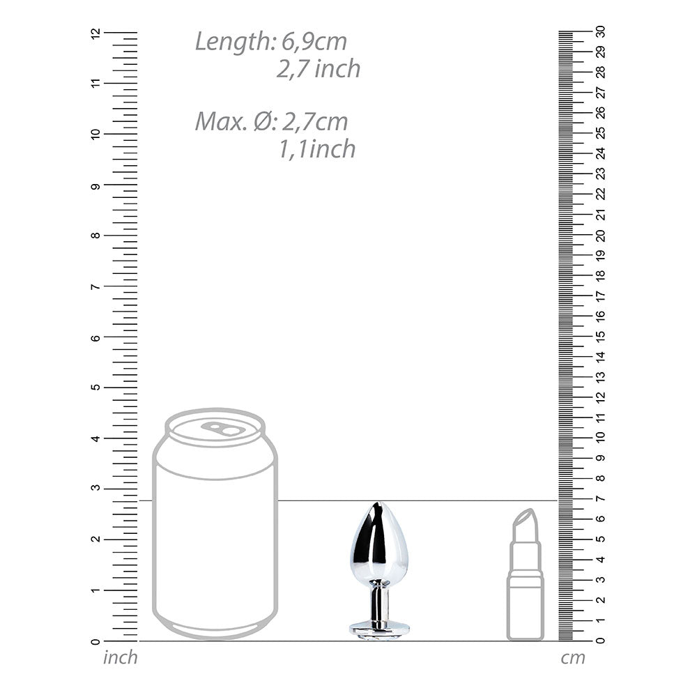 Ouch! Round Gem Butt Plug Small Silver/Diamond - Fantasies Boutique