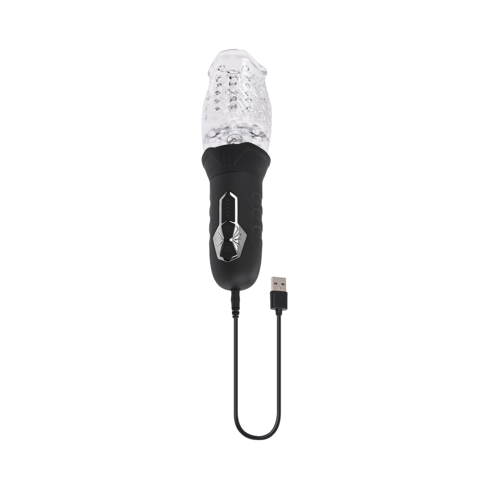 Zero Tolerance Cyclone Rechargeable Vibrating Spinning Stroker Black Clear - Fantasies Boutique