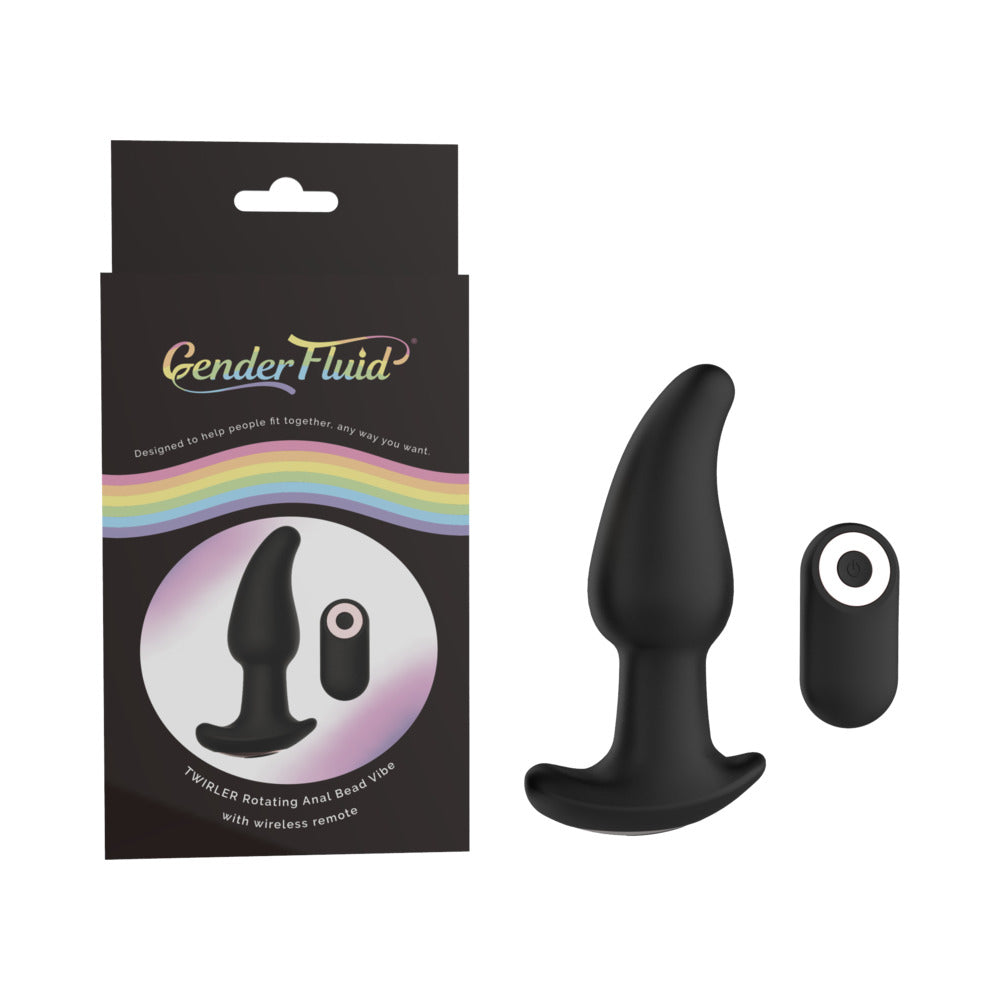 Gender Fluid Twirler Anal Vibe With Remote Silicone Black - Fantasies Boutique