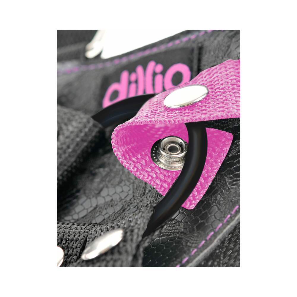 Pipedream Dillio Adjustable 7 in. Strap-On Suspender Harness Set Pink - Fantasies Boutique