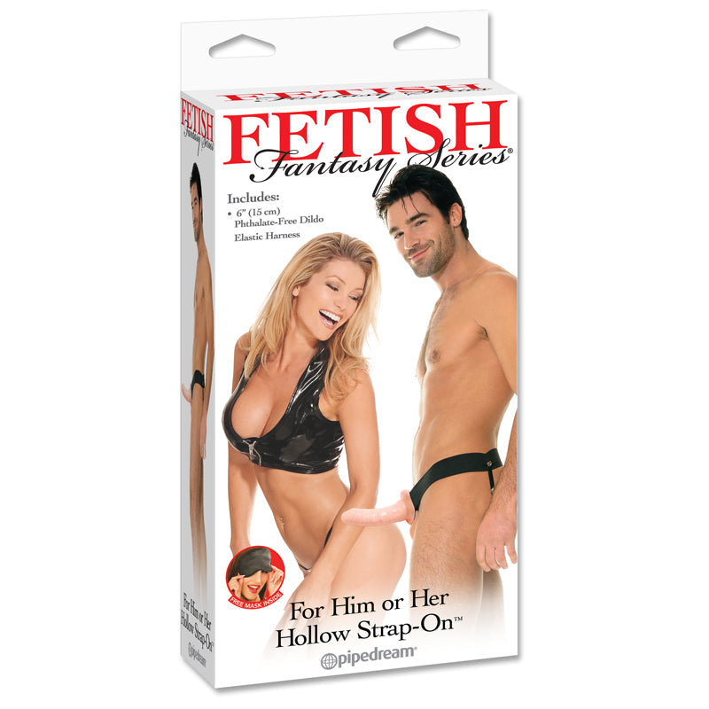 Fetish Fantasy Series For Him or Her 6 in. Hollow Strap-On Beige/Black - Fantasies Boutique