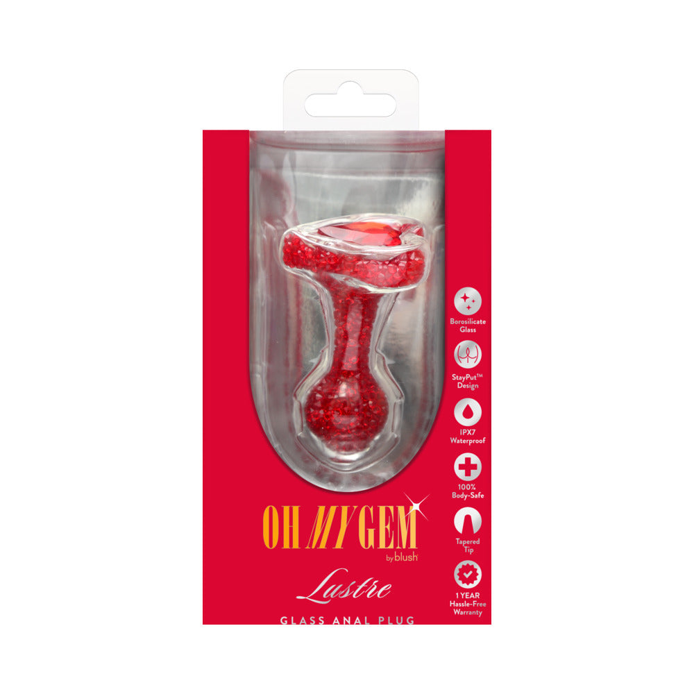 Oh My Gem Lustre Glass Anal Plug Red