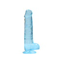 RealRock Crystal Clear Realistic 8 in. Dildo With Balls and Suction Cup Blue
