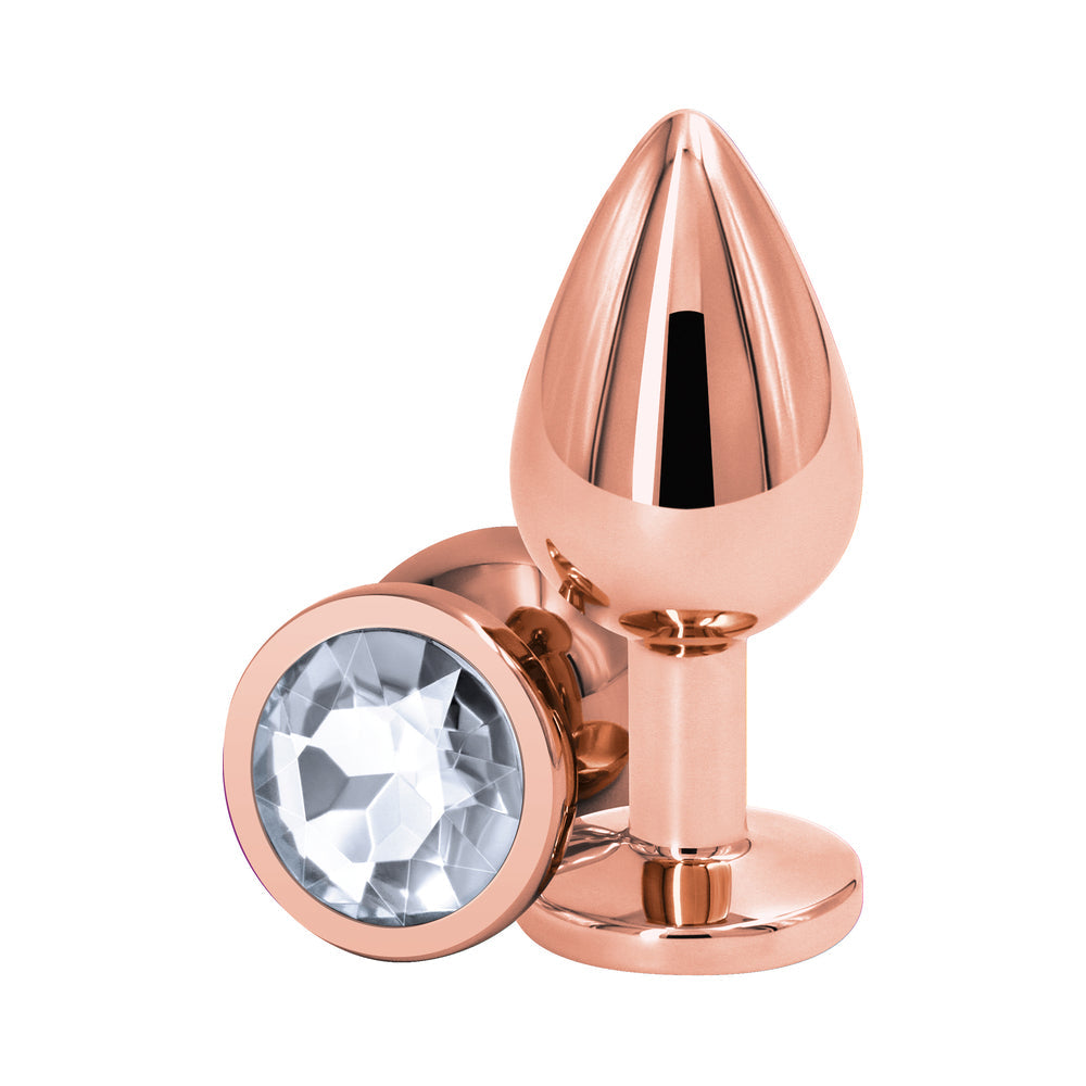 Rear Assets Rose Gold Anal Plug Medium Clear - Fantasies Boutique