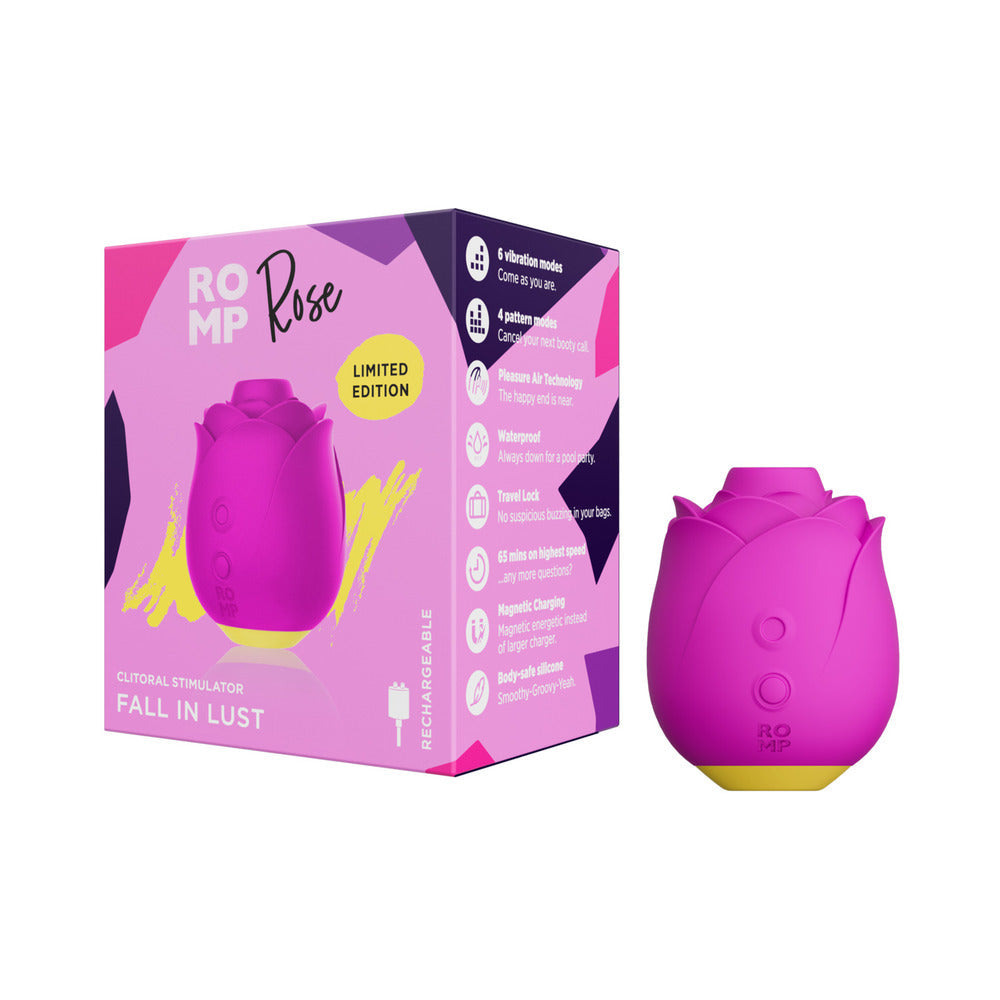 ROMP Rose Rechargeable Silicone Pleasure Air Clitoral Vibrator Pink - Fantasies Boutique