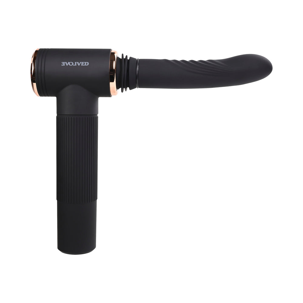 Evolved Too Hot To Handle Rechargeable Silicone Thrusting Sex Machine Black - Fantasies Boutique