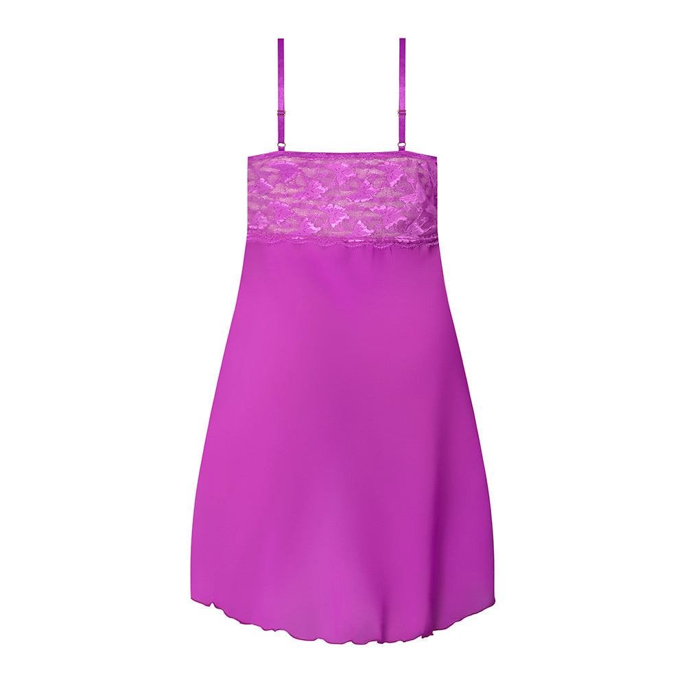 Magic Silk Butterfly Fantasies Gown & Thong Set Neon Purple L/XL