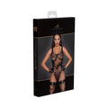 Noir Handmade Tulle Bodysuit With Patterned Flock Embroidery M - Fantasies Boutique