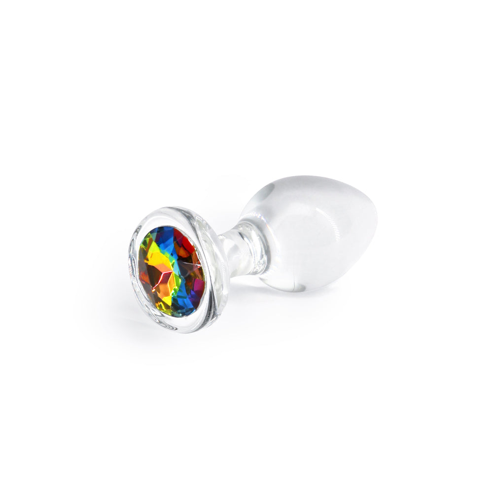 Crystal Desires Rainbow Gem Glass Plug Medium - Fantasies Boutique