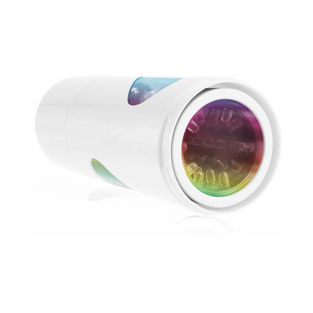 PDX Rechargeable Roto-Bator Pussy Light-Up Rotating Stroker Clear/White - Fantasies Boutique