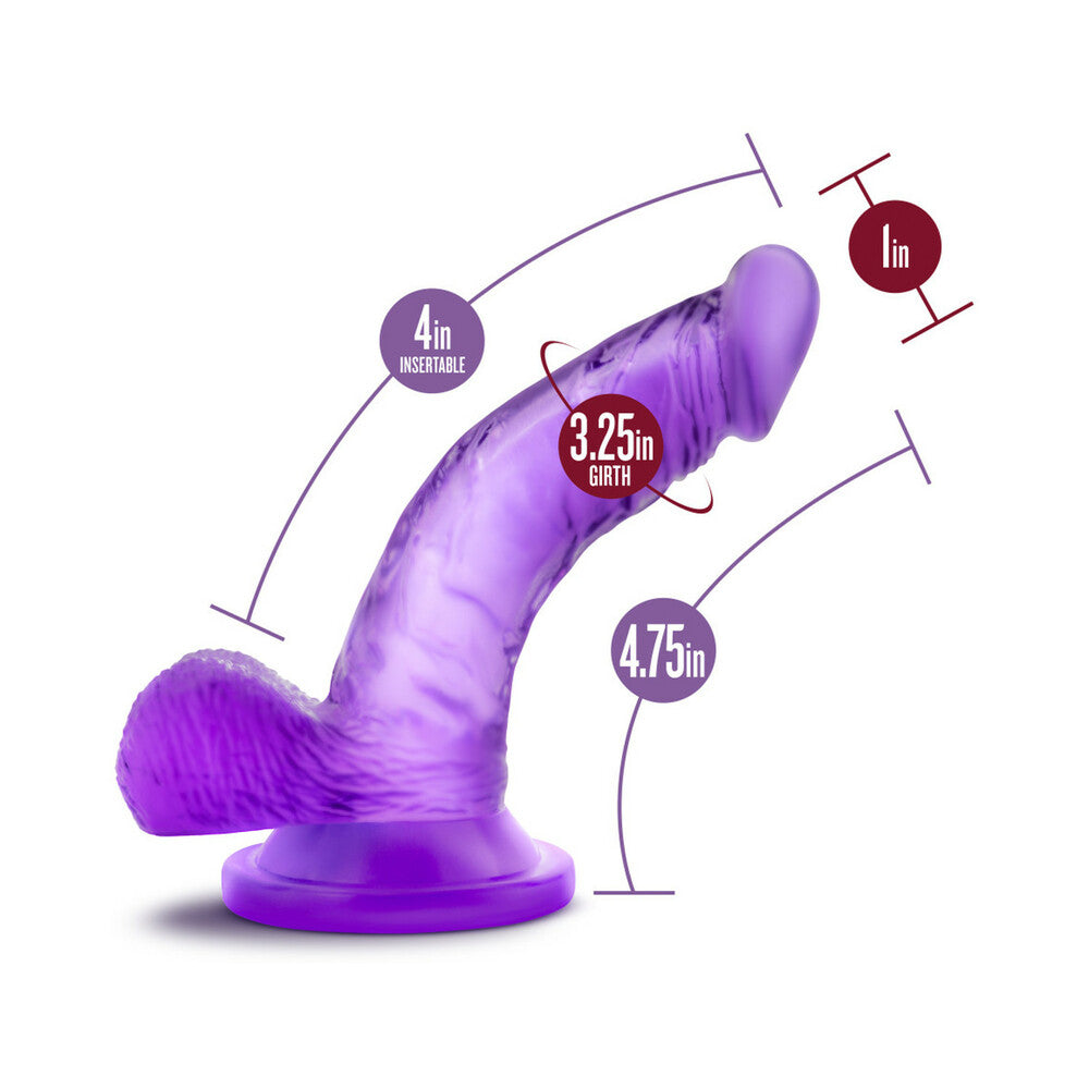 Blush Naturally Yours 4 in. Mini Cock Realistic Dildo with Balls & Suction Cup Purple - Fantasies Boutique