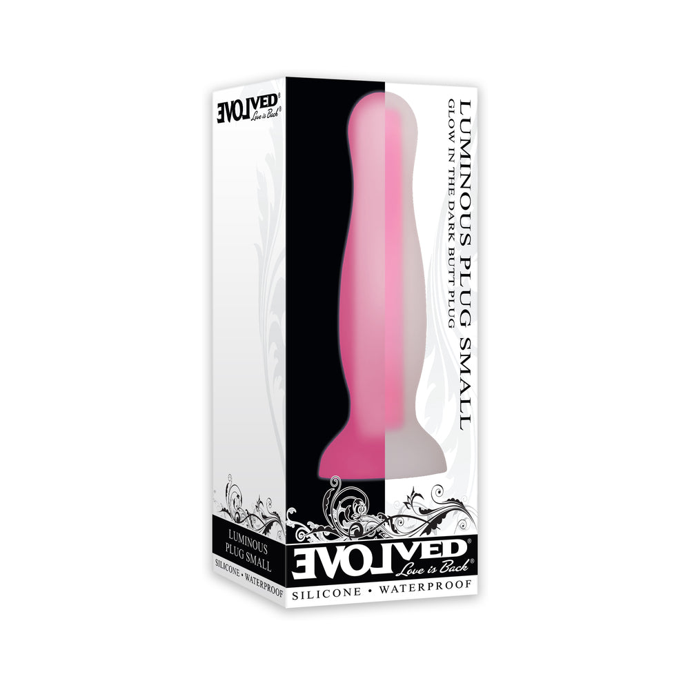 Evolved Luminous Glow in the Dark Dual Density Silicone Anal Plug Clear/Pink Small - Fantasies Boutique