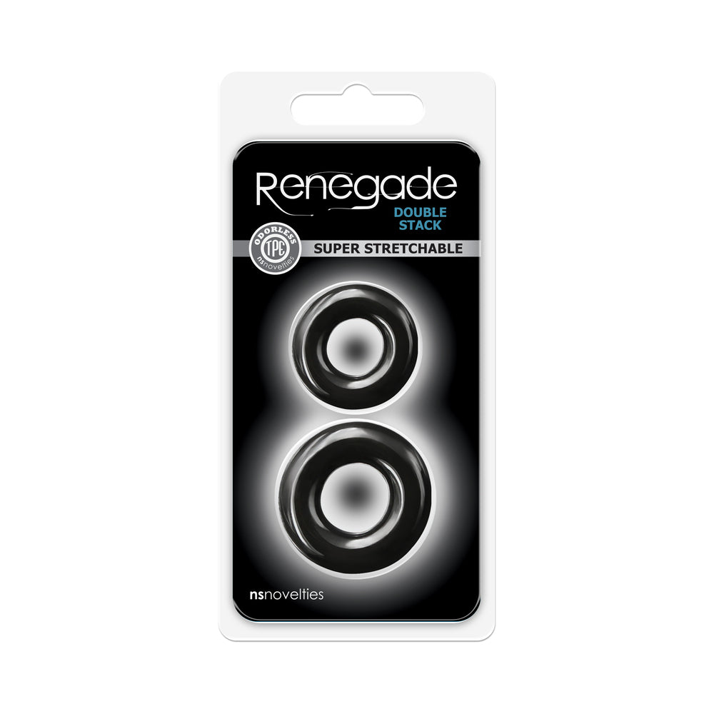 Renegade Double Stack Cock Rings 2-Pack Black - Fantasies Boutique