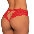 Dreamgirl Lace Tanga Open-Crotch Panty and Elastic Open Back Detail Red XL - Fantasies Boutique