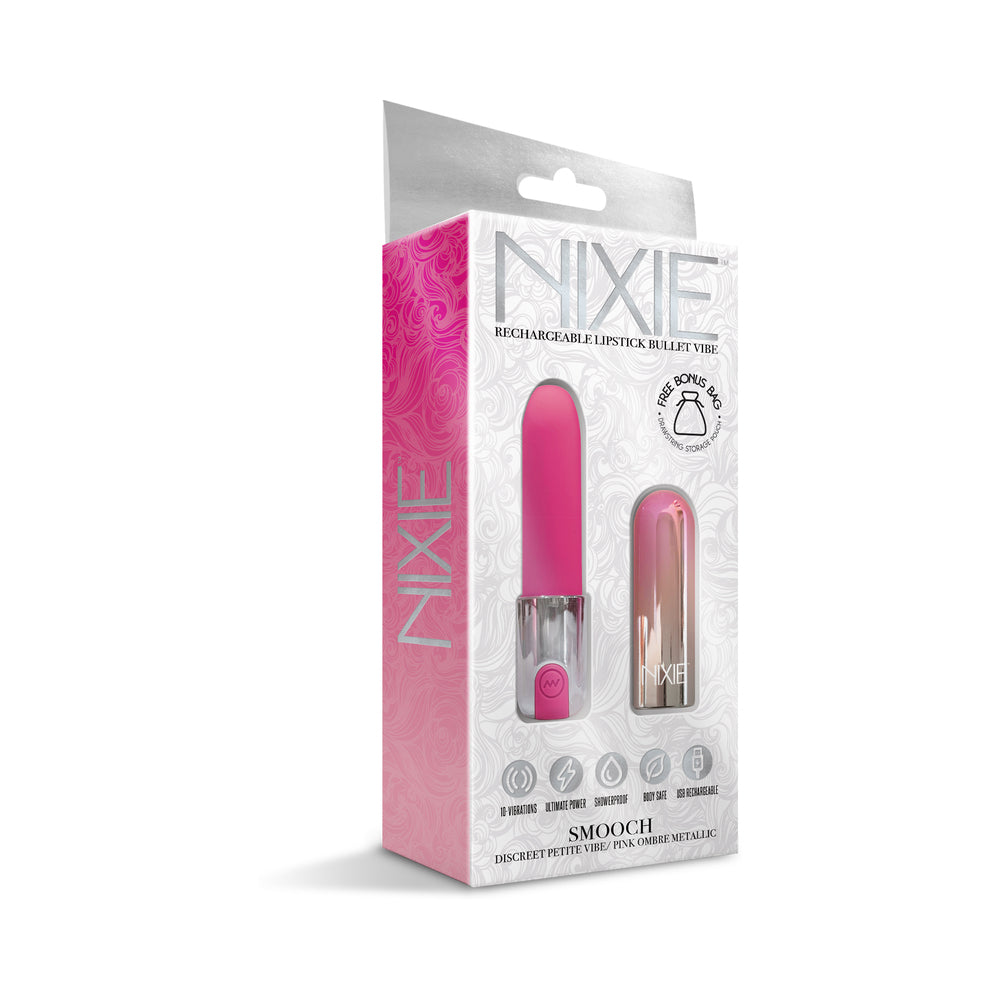 Nixie Smooch Rechargeable Lipstick Bullet Vibrator Pink Ombre - Fantasies Boutique