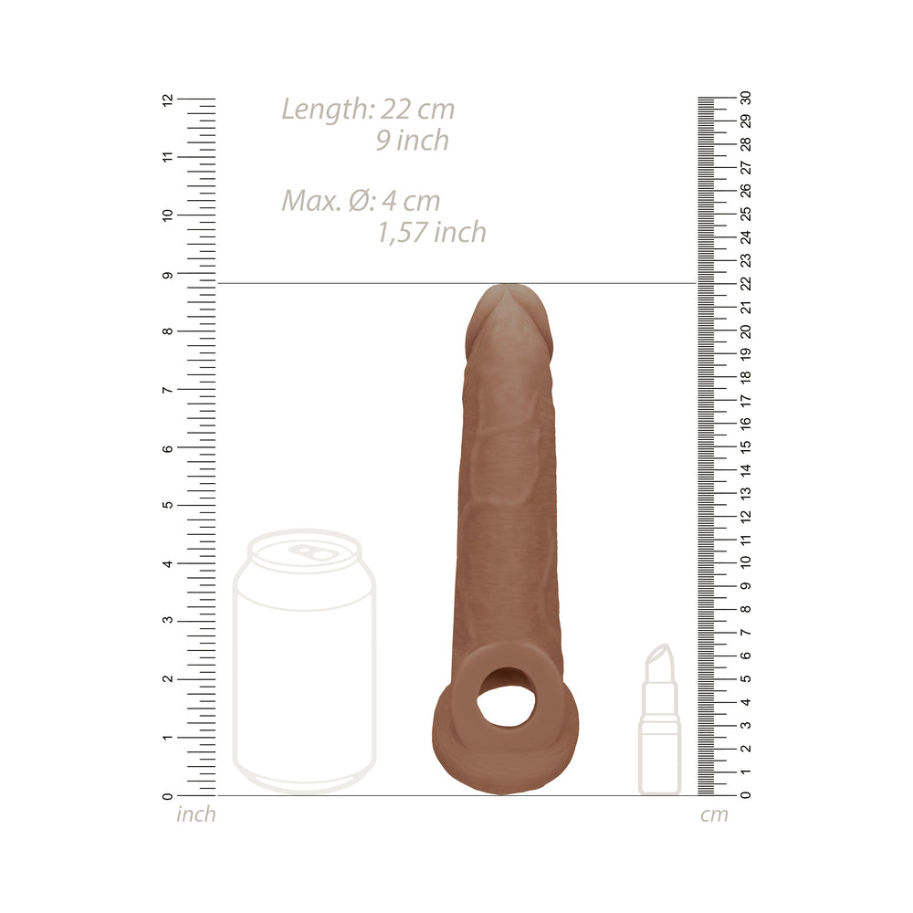 RealRock Realistic 9 in. Penis Sleeve Extender Sling Tan - Fantasies Boutique