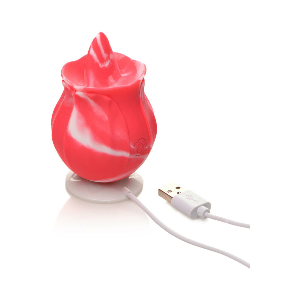 Curve Toys Gossip Cum Into Bloom Rechargeable Silicone Licking Rose Pink Twirl - Fantasies Boutique