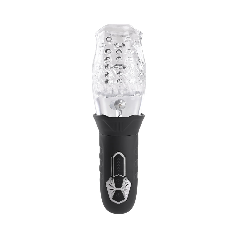 Zero Tolerance Cyclone Rechargeable Vibrating Spinning Stroker Black Clear - Fantasies Boutique