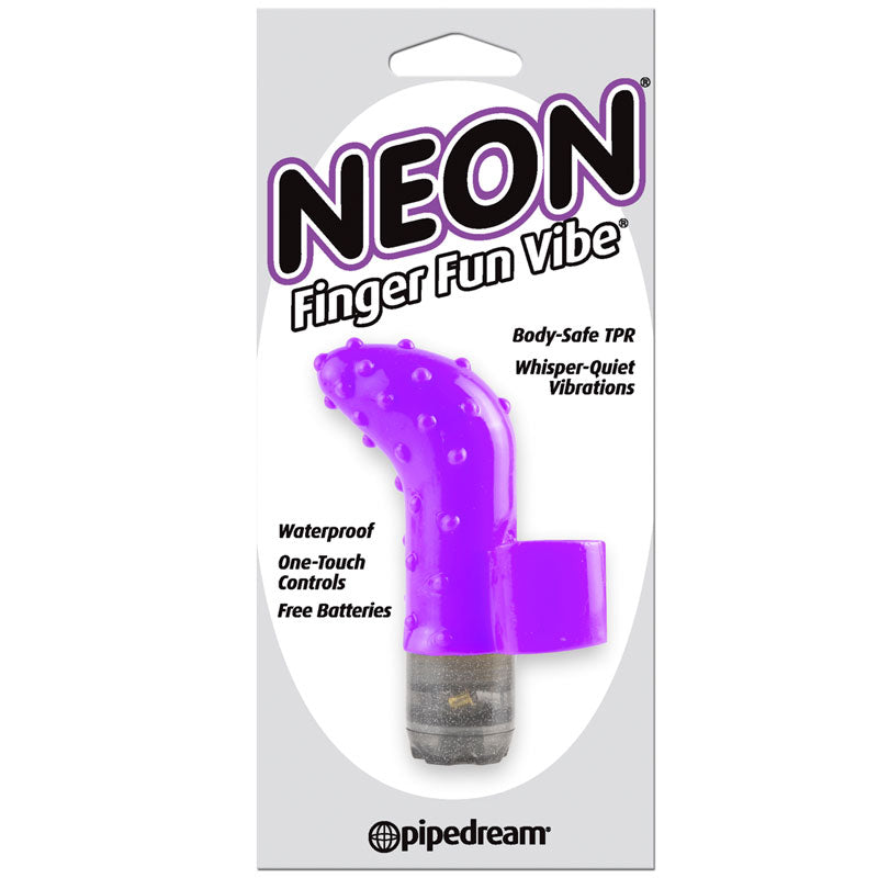Neon Finger Fun Vibe Textured Finger Vibrator Purple - Fantasies Boutique